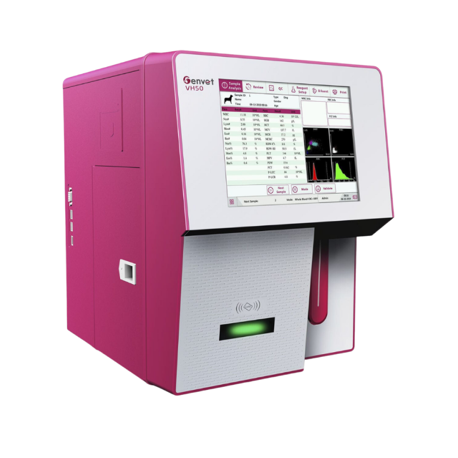 VH50 es un analizador de hematología compacto de 5-diff con software amigable para uso, está diseñado para satisfacer la demanda de clínicas pequeñas veterinarias con espacio y presupuesto limitados, pero sin transigencia en su función y calidad.